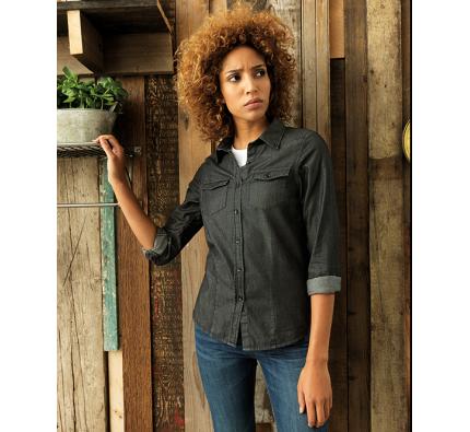 Premier Women's Jean Stitch Denim Shirt (PR322)