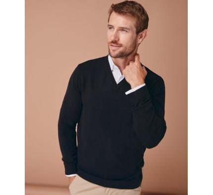 Henbury Cashmere touch acrylic v-neck jumper (HB760)